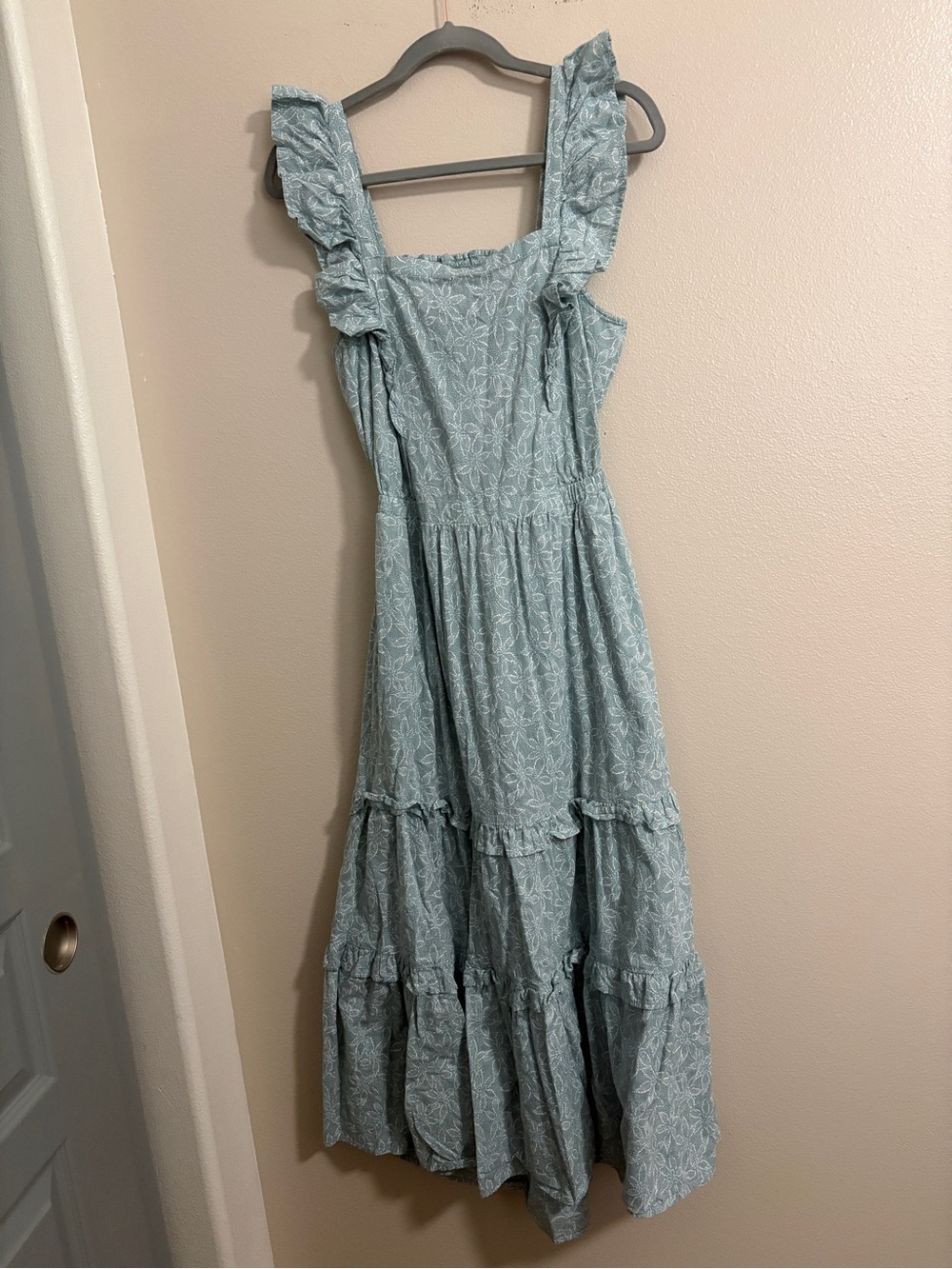 Women's Universal Thread 100% Cotton Light Blue Ruffle Tiered Sundress Large - Picture 3 of 7